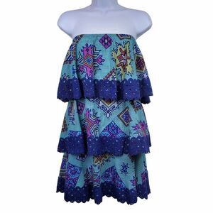 Judith March bohemian tiered dress with lacy crochet accents / Women's Small Sm